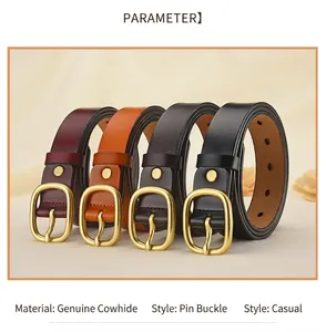 Cinturones de cuero clásico en cuatro colores con hebillas doradas para un estilo informal