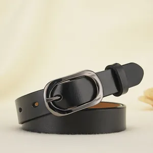 Dames Echt Leren Riem Met Legering Gesp Eenvoudig Casual Slanke Rundleer Tailleband Voor Jeans Jurken Kantoor Dagelijks Gebruik