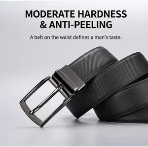 Detailed close-up of men's leather belt with woven texture and gunmetal buckle