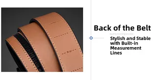 Détail d'une ceinture en cuir pour hommes avec coutures précises et échelle de découpe au dos