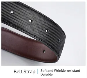 Detail of black carbon fiber texture belt strap with soft brown leather lining and holes