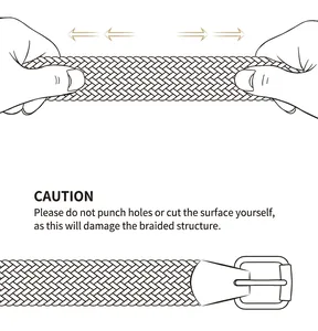 Elastic braided belt detail showing durable stretch material and reinforced edge design