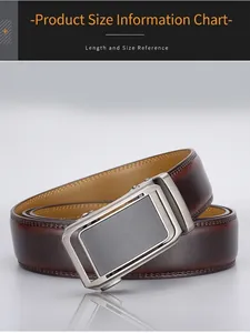Details von Premium Rindsleder Gürtel Braun mit gebürsteter Metall Automatikschließe
