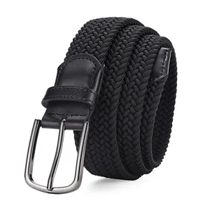Ceinture Tressée à Haute Élasticité Pour Hommes Femmes Simple Décontracté Ceinture de Taille Tissée Extensible Boucle Alliage Réglable Pour Jeans