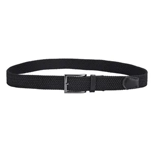 Ceinture tressée élastique pour homme avec boucle en alliage et motif chevronné