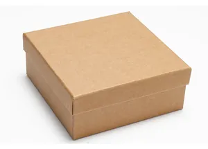 Minimalistische kraftpapieren geschenkdoos met duurzaam vierkant tweedelig dekselontwerp