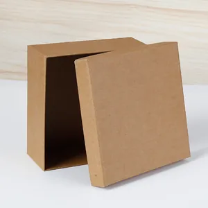 Minimalistische Kraftpapier Riem Verpakkingendoos Vierkant Deksel En Bodem Cadeauverpakking Milieuvriendelijke Effen Kleur Opbergdoos