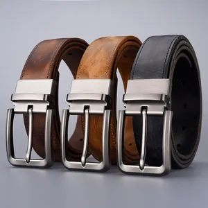 Herrengürtel aus echtem Leder mit Vintage-Dornschließen in Schwarz, Braun und Hellbraun