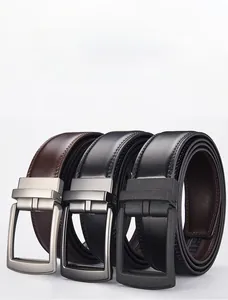 Close-up of durable black and brown leather belts showing fine stitching and metal buckles