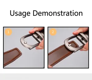 Detailed assembly guide for brown leather belt with matte silver automatic buckle