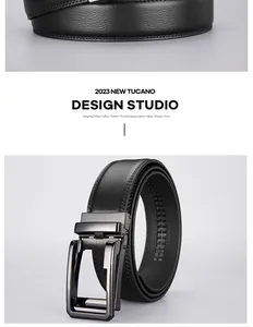 Detailed macro view of black leather belt with lychee texture and matte alloy buckle