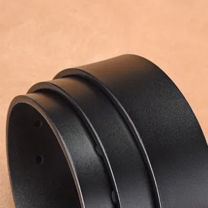 Premium black leather belt with matte finish and refined edge detailing for men