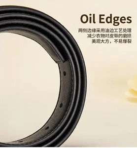 Detail of oil-edged leather belt showing smooth finish and durable punch holes