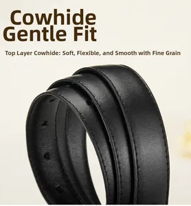 Macro shot of flexible genuine black leather belt showing fine grain and stitching