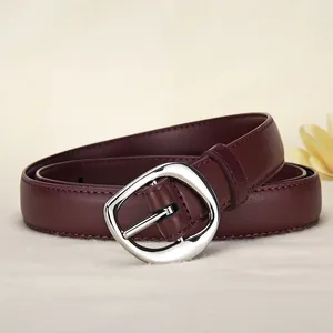 Women's Top Grain Cowhide Leather Belt Fashion Simple Pin Buckle Waist Strap For Jeans Dresses Casual Ladies Decorative Belt