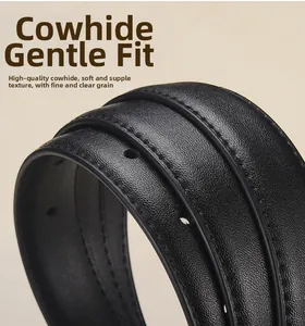 Macro detail of high-quality black cowhide leather belt showing fine grain and stitching