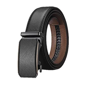 Herren Premium Ledergürtel in Schwarz mit automatischer Schnalle und Saffiano-Struktur