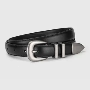 Women Genuine Leather Belt Top Grain Cowhide Waistband Alloy Pin Buckle Simple Vintage Accessories For Jeans Dresses Daily Casual Fashion Waist Belt