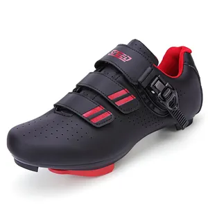 Zapatillas de Ciclismo Profesionales Road MTB Transpirables Autoblocantes Con Triple Correas Hebilla de Trinquete para Bicicleta