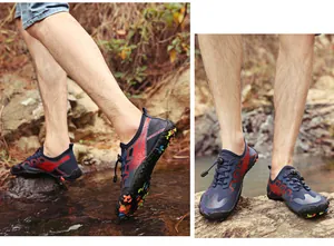Détail de chaussures aquatiques à séchage rapide avec semelles colorées antidérapantes