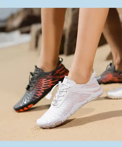 Detail view of quick-dry water shoes with elastic drawstring and anti-slip rubber sole