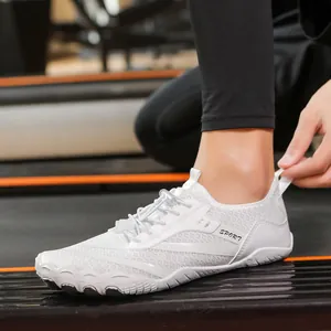 Breathable white water shoes with anti-slip rubber sole and speed lacing for outdoor sports