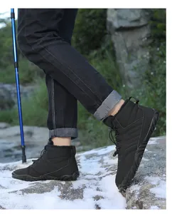 Outdoor winter hiking boots featuring warm plush lining and rugged anti-slip rubber soles