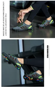 Détails du système de laçage rapide et de la semelle antidérapante des chaussures
