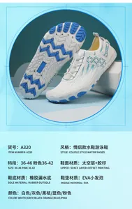 Detail of quick-dry water shoes with rubber drainage sole and breathable mesh upper