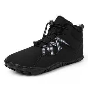 Wasserdichte schwarze Schneestiefel mit warmem Fellfutter und rutschfester Gummisohle