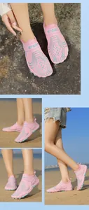 Pink women's water shoes with breathable mesh and anti-slip rubber sole for hiking