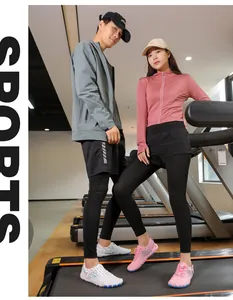 Outdoor barefoot shoes and athletic sportswear for men and women in a gym setting
