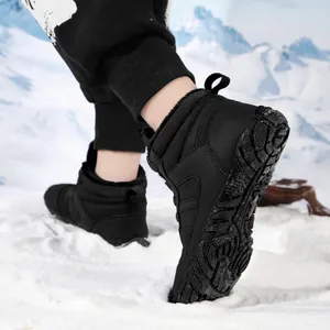 Waterproof outdoor winter snow boots for boys featuring fleece lining and anti-slip thick soles