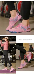 Pink and blue quick-dry water shoes featuring a drawstring and adjustable heel strap