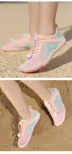 Scarpe acquatiche per bambini rosa e menta con rete traspirante e lacci rapidi