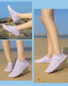 Close-up of purple quick-dry water shoes with breathable mesh and anti-slip rubber sole