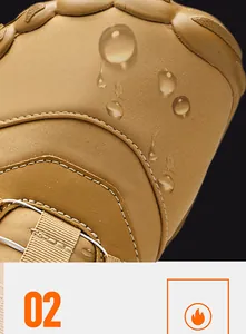 Macro view of waterproof fabric on snow boots showing rolling water droplets and reinforced toe