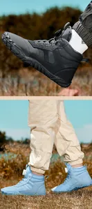 Detail of waterproof snow boots showing rotary lacing system and plush lining for winter warmth