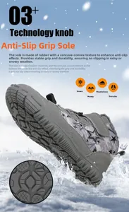 Detail of winter boots featuring a technology knob lacing system and anti-slip rubber sole