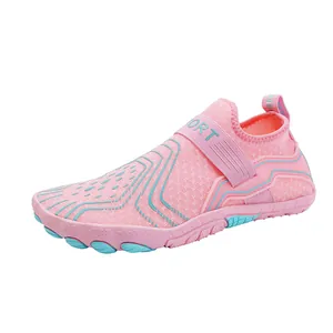 Pink quick-dry water shoes for women featuring breathable mesh and anti-slip rubber soles