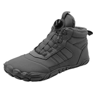 Waterproof outdoor snow boots with warm fleece lining and rotating buckle closure