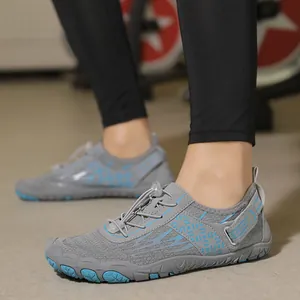 Breathable gray and blue five-finger water shoes for hiking and swimming sports