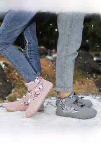 Winter waterproof barefoot snow boots with warm fleece lining and non-slip soles