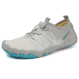 Outdoor quick-dry water shoes in grey and white with breathable mesh and anti-slip sole