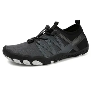 Breathable quick-dry five-finger water shoes in dark grey for outdoor hiking and swimming