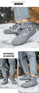 Detail of waterproof winter boots for kids with star pattern and cozy faux fur lining
