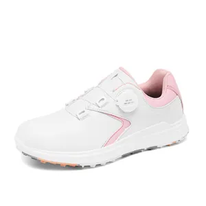 Scarpe da golf leggere da donna bianco e rosa con sistema di allacciatura automatica