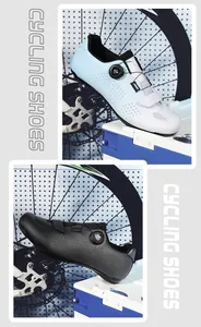 Detail van fietsschoenen met draaisluiting en geperforeerde gaten voor ventilatie