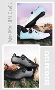 Details van professionele fietsschoenen met draaisluiting en ademende perforaties
