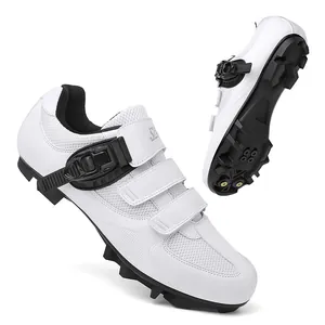 Chaussures de cyclisme VTT blanches avec boucle rotative et mesh respirant de haute qualité